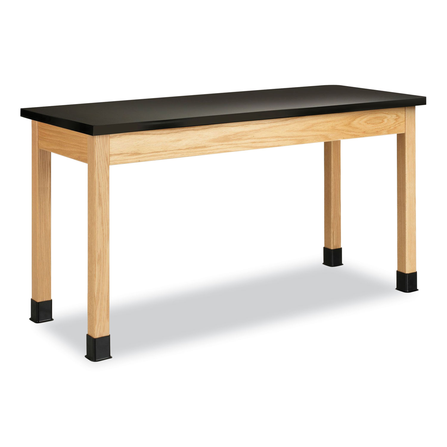 Classroom Science Table, 60w x 24d x 36h, Black Epoxy Resin Top, Oak Base