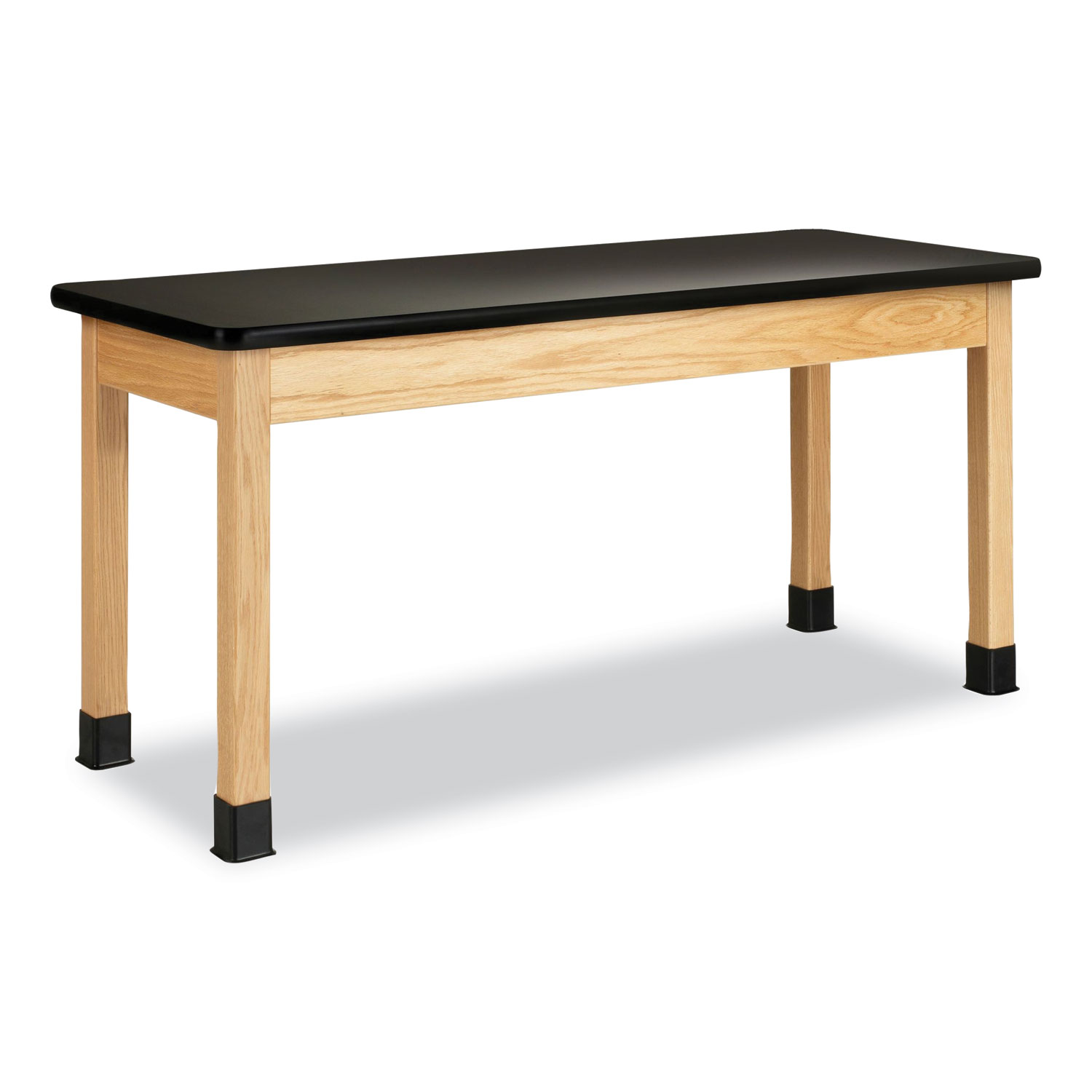 Classroom Science Table, 60w x 24d x 30h, Black High Pressure Laminate (HPL) Top, Clear Northwoods Oak Base