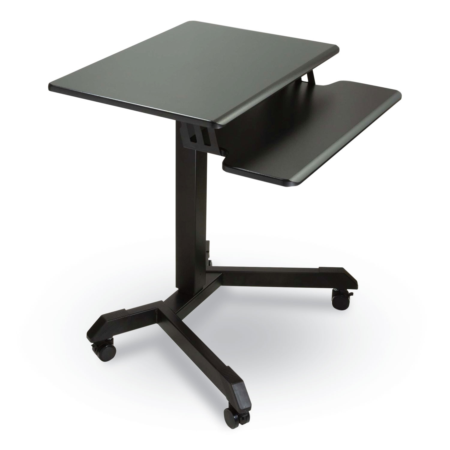 Mobile Height Adjustable Standing Desk with Keyboard Tray, 25.6 x 17.7 x 29 to 44, Black