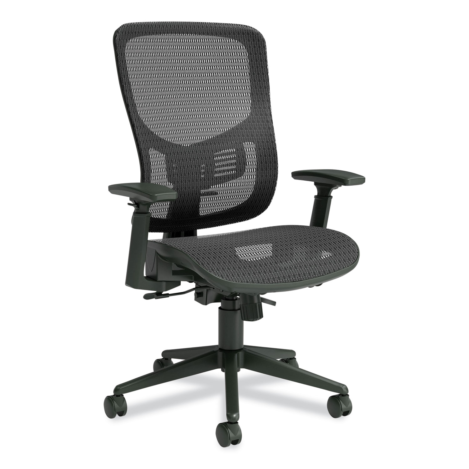 FlexFit Kroy Mesh Task Chair, Supports Up to 275 lbs, 18.9 to 22.76″ Seat Height, Black Seat, Black Back, Black Base