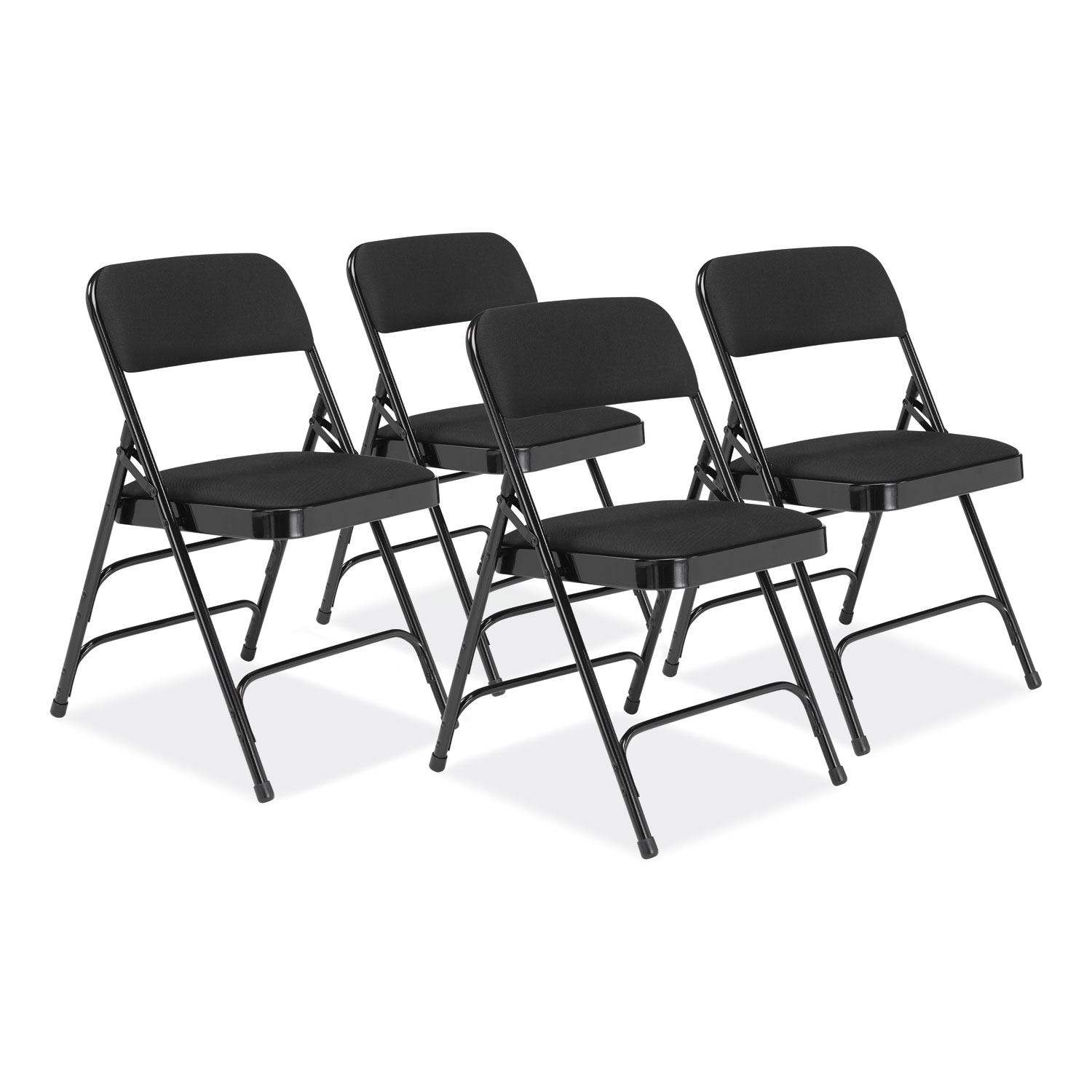 NPS® 2300 Series Fabric Upholstered Triple Brace Premium Folding Chair, Supports Up to 500 lb, Midnight Black, 4/Carton