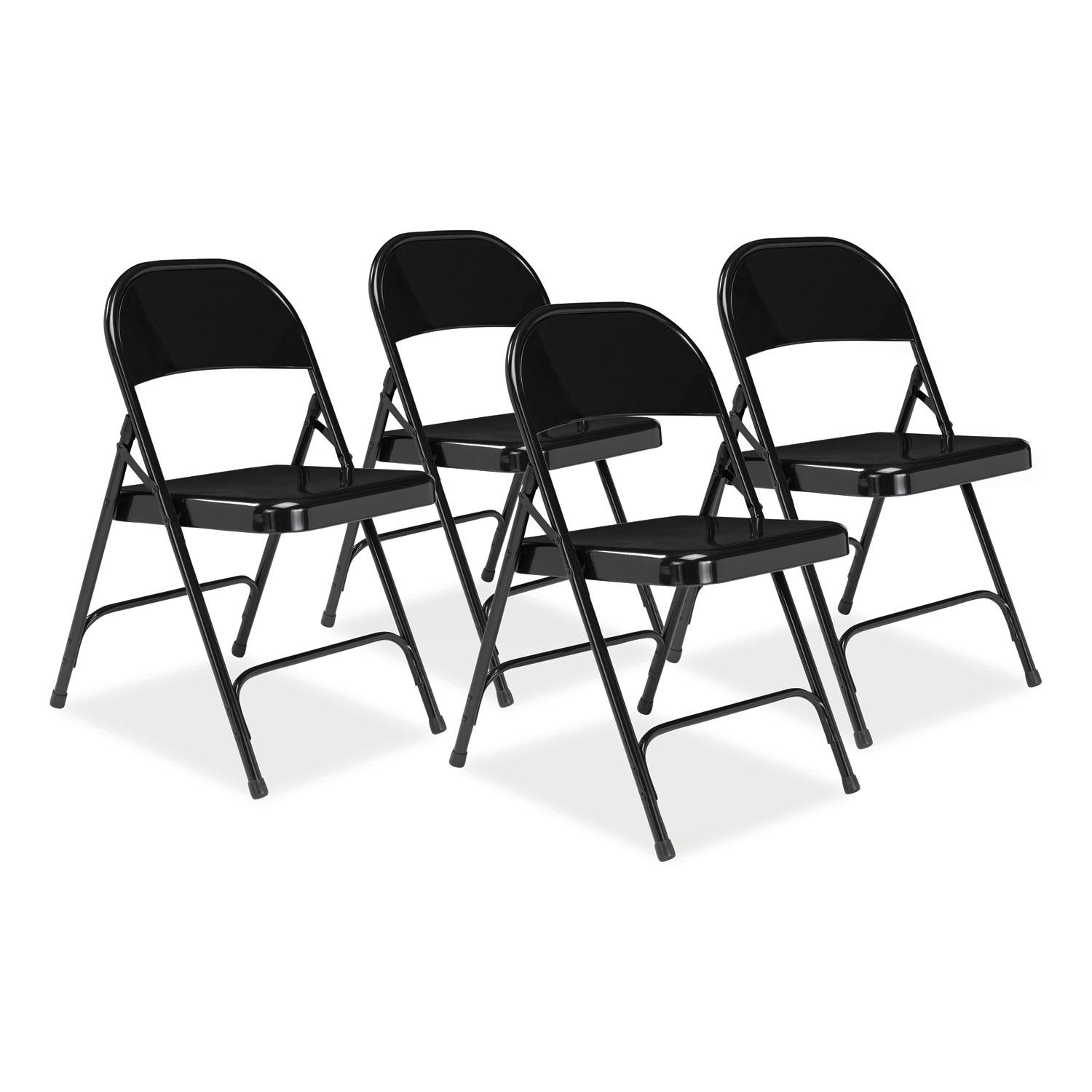 NPS® 50 Series All-Steel Folding Chair, Supports Up to 500 lb, 16.75 Seat Height, Black Seat, Black Back, Black Base, 4/Carton