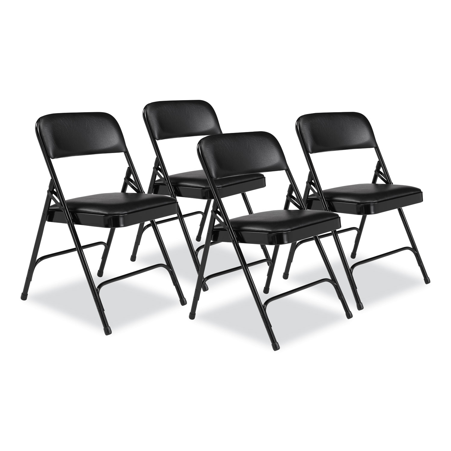 NPS® 1200 Series Premium Vinyl Dual-Hinge Folding Chair, Supports Up to 500 lb, 17.75 Seat Height, Caviar Black, 4/Carton