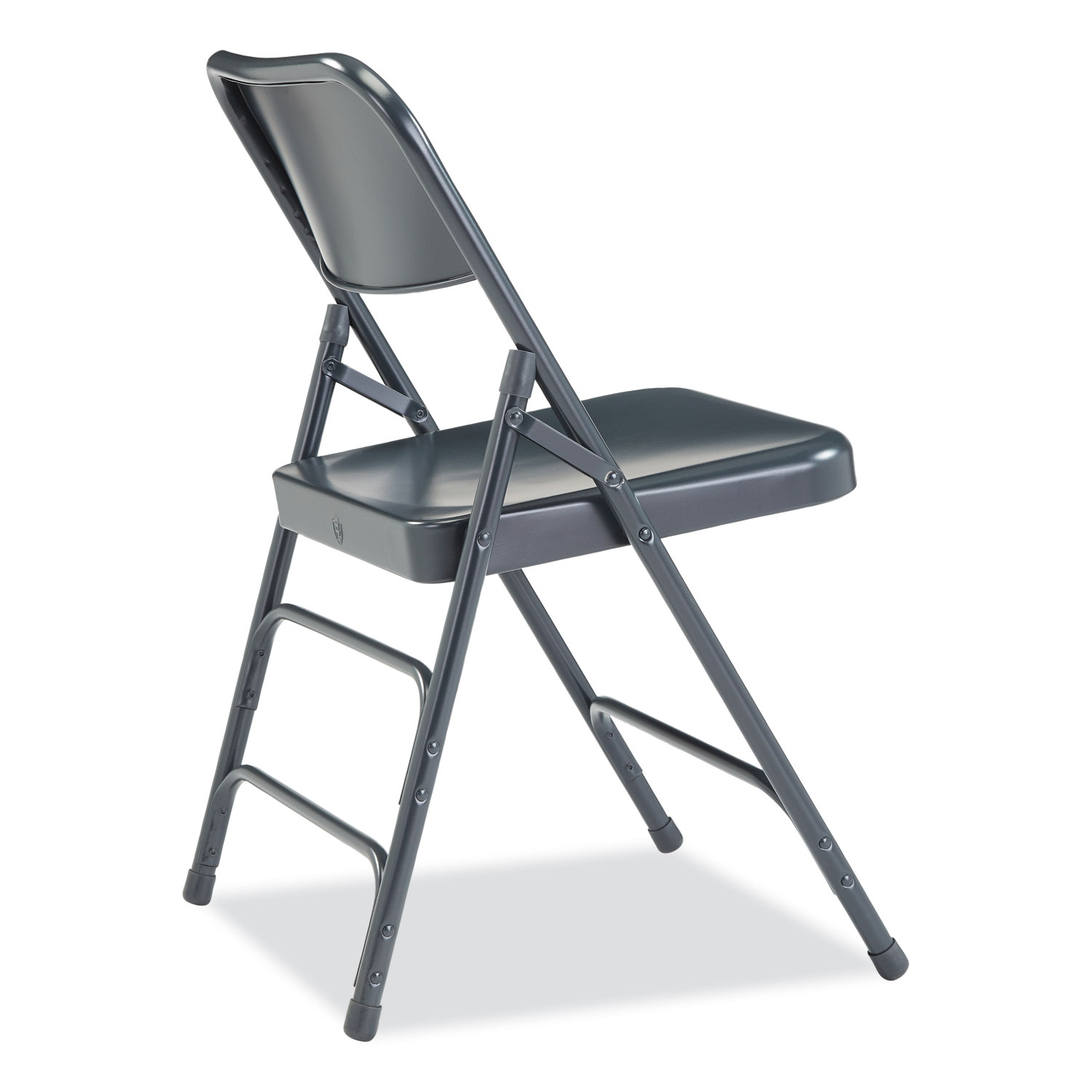 Extra Large Ultra-Premium Triple Braced Navy Blue Fabric Metal Folding Chair with Easy-Carry Handle