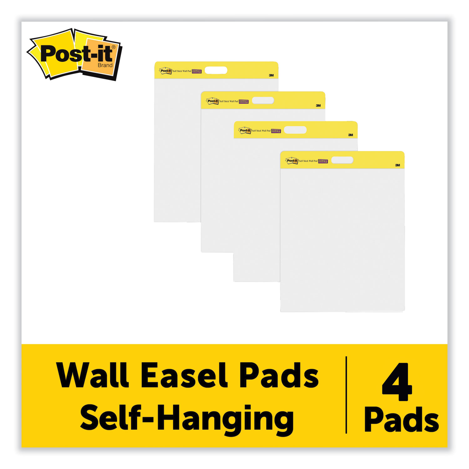 SelfStick Wall Pad, Unruled, 20 x 23, White, 20 Sheets/Pad, 2 Pads