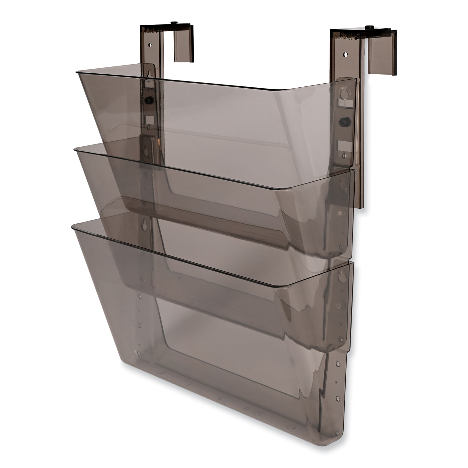 Recycled Plastic Cubicle Triple File Pocket, Cubicle Pins Mount, 13.5 x  4.75 x 28, Charcoal