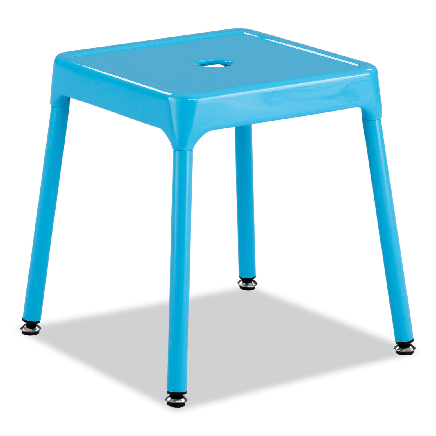 Steel Guest Stool, Backless, Supports Up to 275 lb, 15″ to 15.5″ Seat Height, Baby Blue Seat, Baby Blue Base