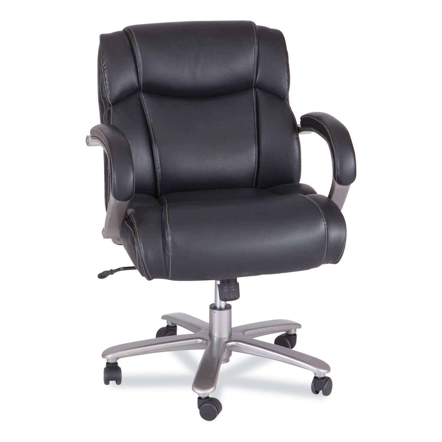 Lineage Big and Tall Mid Back Task Chair 24.5″ Back, Supports 350 lb, 19.5″ to 23.25″ Seat Height, Black Seat, Chrome Base