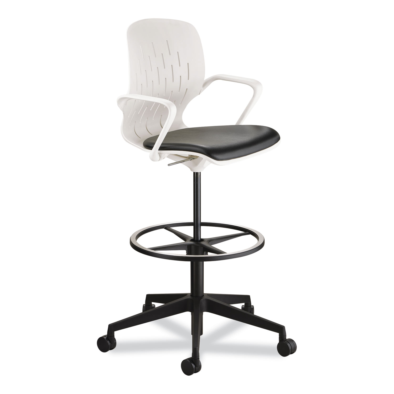 Shell Extended-Height Chair, Supports Up to 275 lb, 22″ to 32″ Seat Height, Black/White Seat, White Back, Black Base