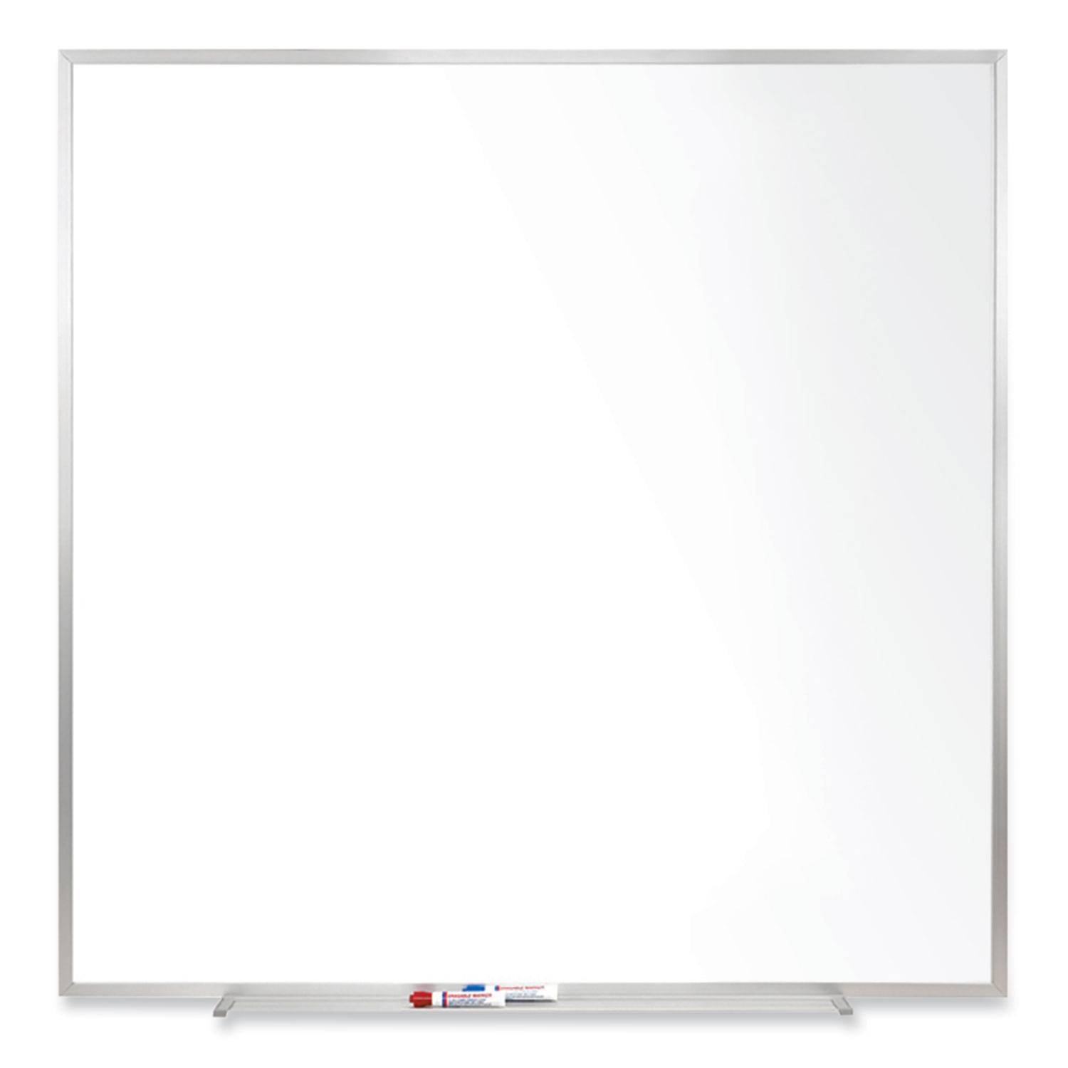 Magnetic Porcelain Whiteboard with Aluminum Frame, 48.5″ x 48.5″, White Surface, Satin Aluminum Frame