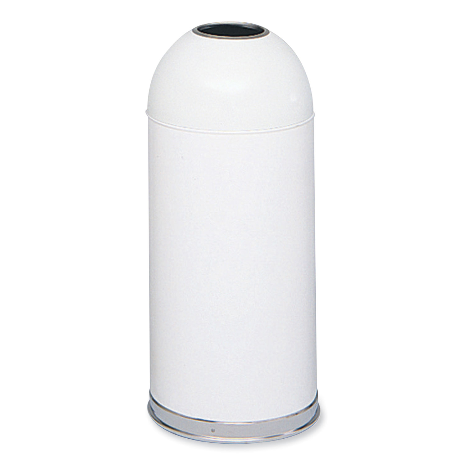 Open Top Dome Receptacle, 15 gal, Steel, White