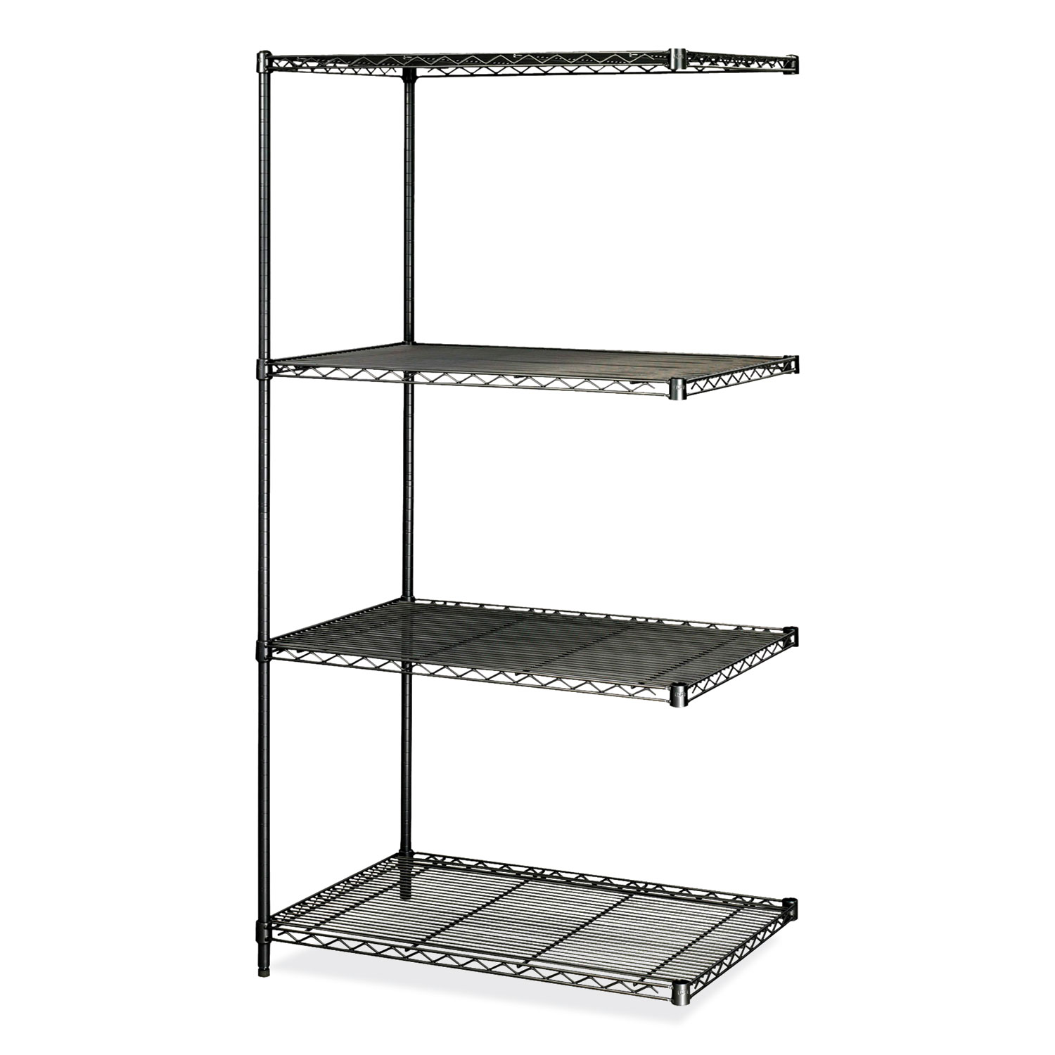 Industrial Add-On Unit, Four-Shelf, 36w x 24d x 72h, Steel, Black