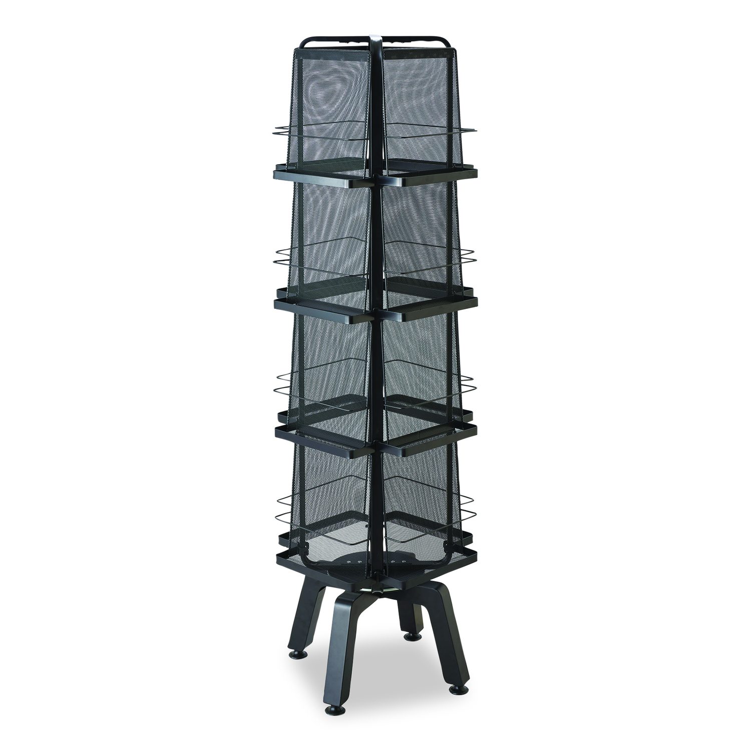 Onyx Mesh Rotating Magazine Display, 16 Compartments, 18.27w x 