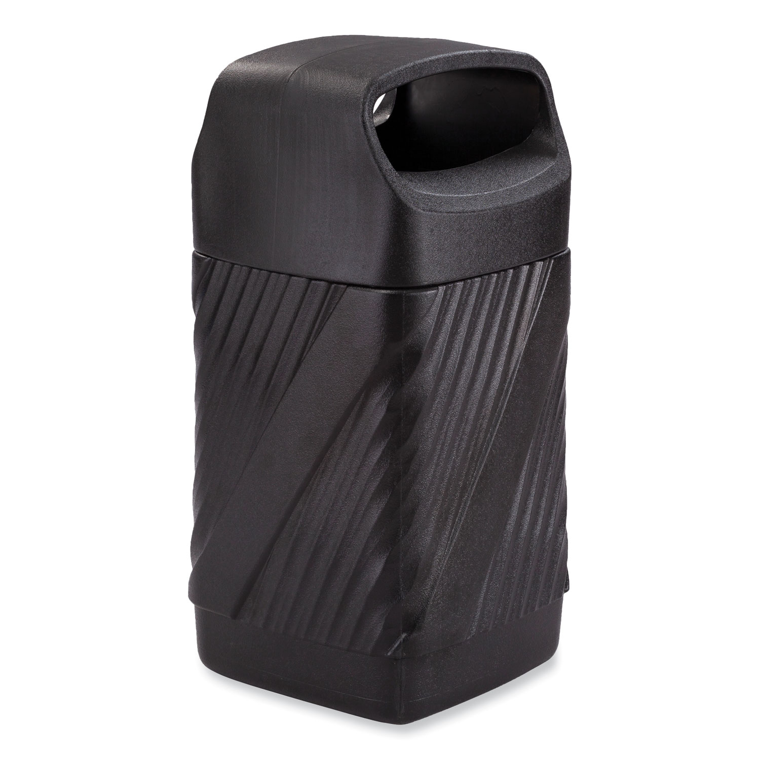 Twist Waste Receptacle with Closed Top, 32 gal, Steel, Black