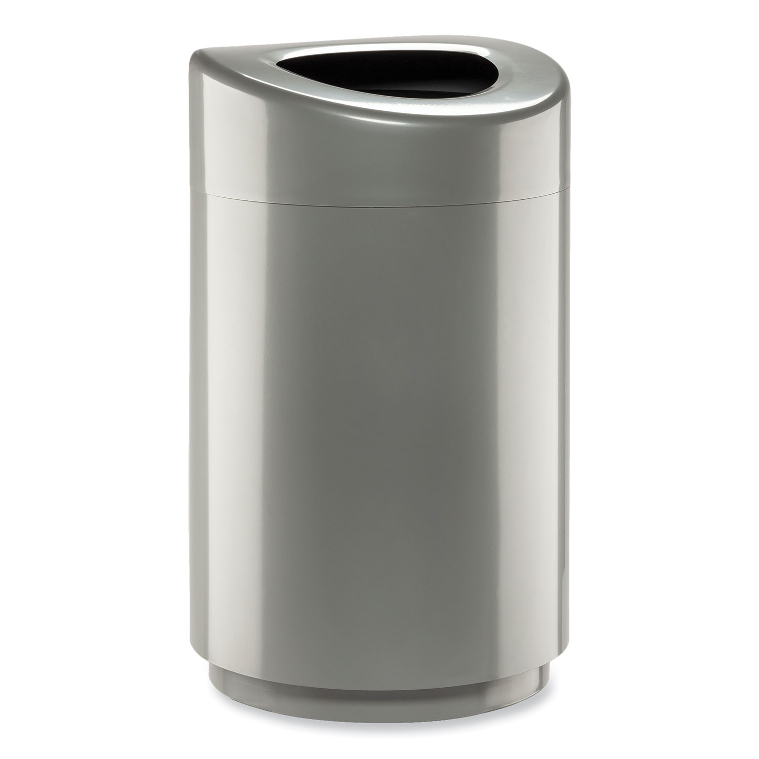 Open Top Round Waste Receptacle, 30 gal, Steel, Silver