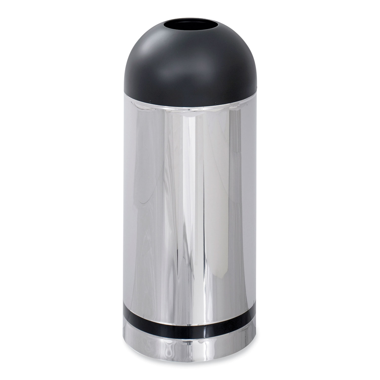 Waste Receptacle, 15 gal, Steel, Stainless Steel/Black