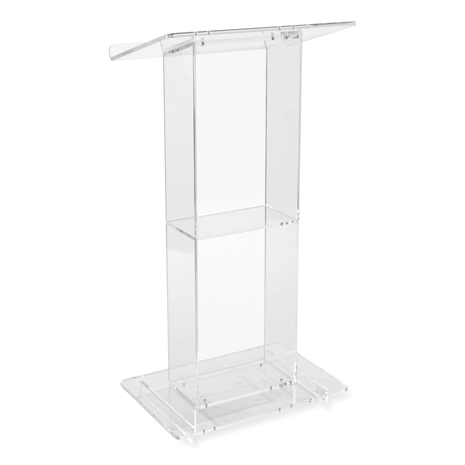 Oklahoma Sound® Clear Acrylic Lectern with Shelf, 24 x 15 x 46, Clear