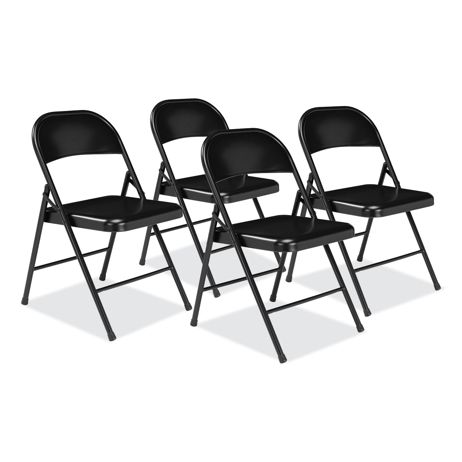 900 Series All-Steel Folding Chair, Supports Up to 250 lb, 17.75″ Seat Height, Black Seat, Black Back, Black Base, 4/Carton