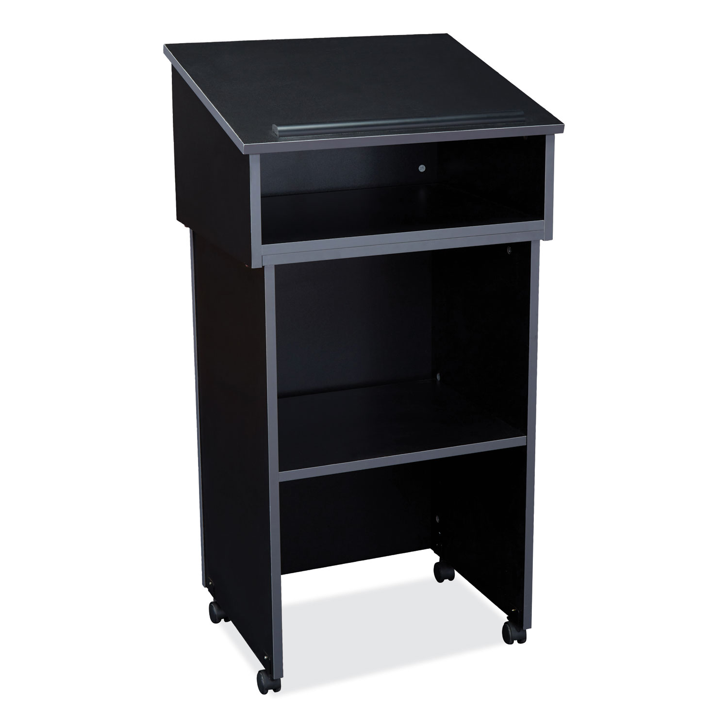 Tabletop Lectern and AV Cart/Lectern Base, 23.75 x 19.87 x 47.5, Black