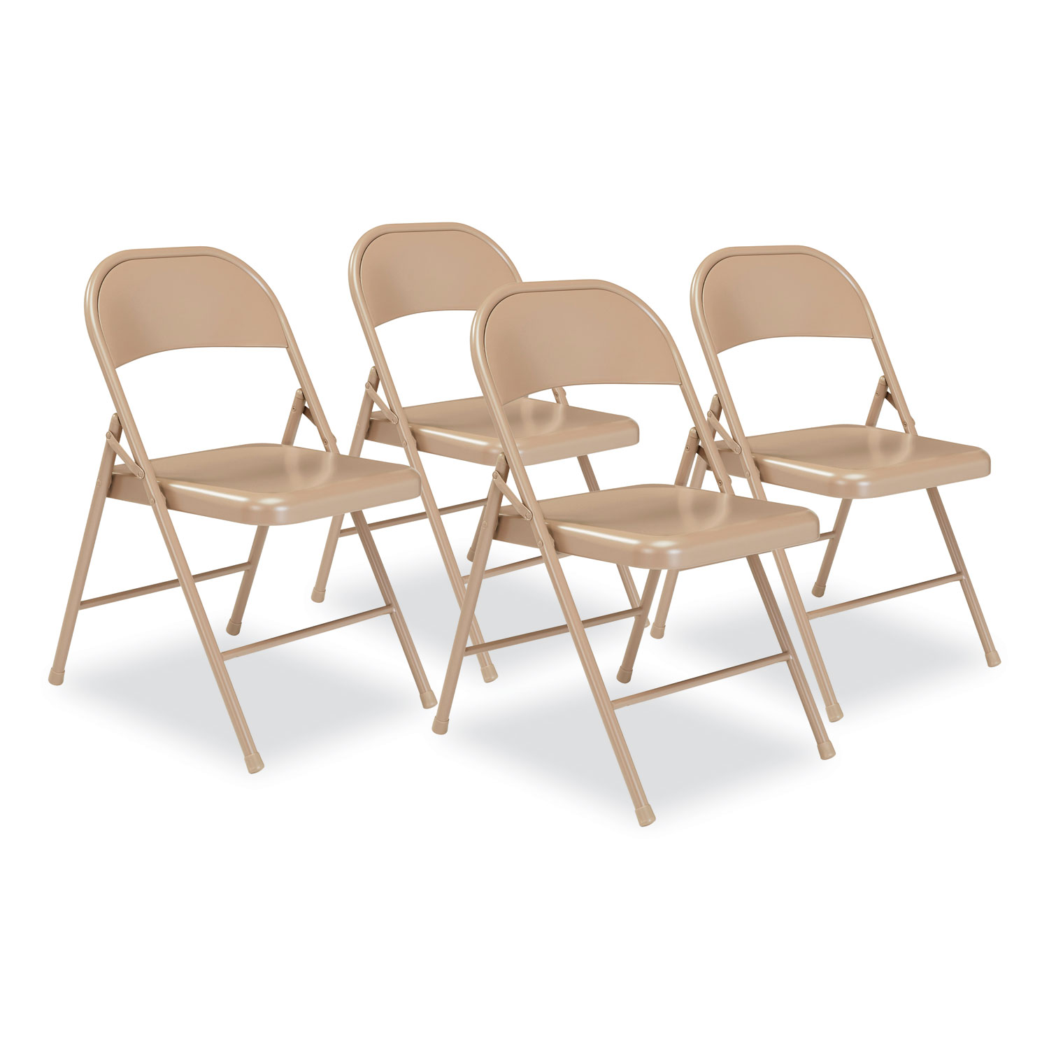 BASICS by NPS® 900 Series All-Steel Folding Chair, Supports Up to 250 lb, 17.75 Seat Height, Beige Seat, Beige Back, Beige Base, 4/Carton