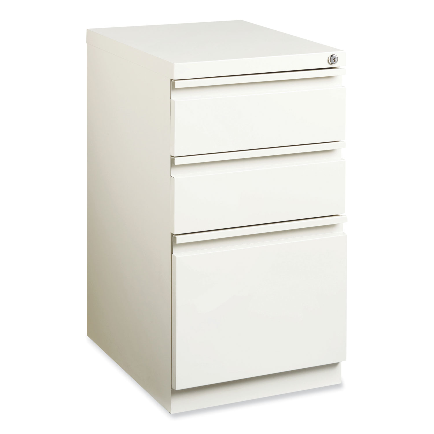 Hirsh Industries® Full-Width Pull 20 Deep Mobile Pedestal File, 3-Drawer: Box/Box/File, Letter, White, 15 x 19.88 x 27.75