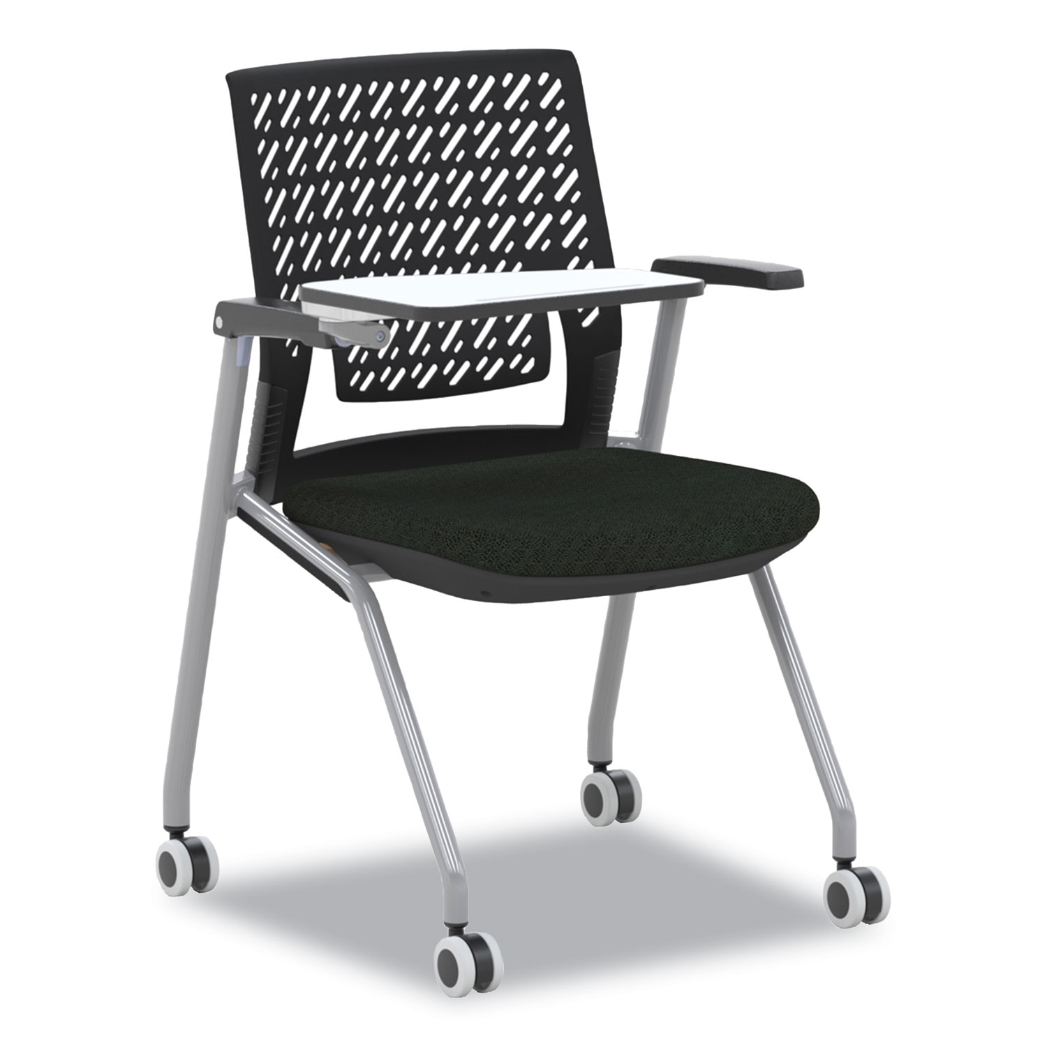 Thesis Training Chair with Flex Back and Tablet, Support Up to 250 lb, 18″ Seat Height, Black Seat, Gray Base, 2/Carton