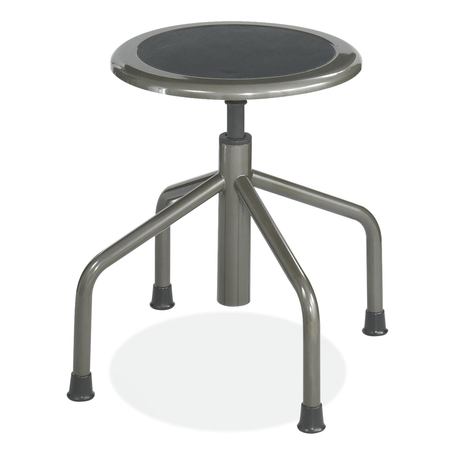 Diesel Low Base Stool, Backless, Supports Up to 250 lb, 16″ to 22″ Seat Height, Black Seat, Pewter Base