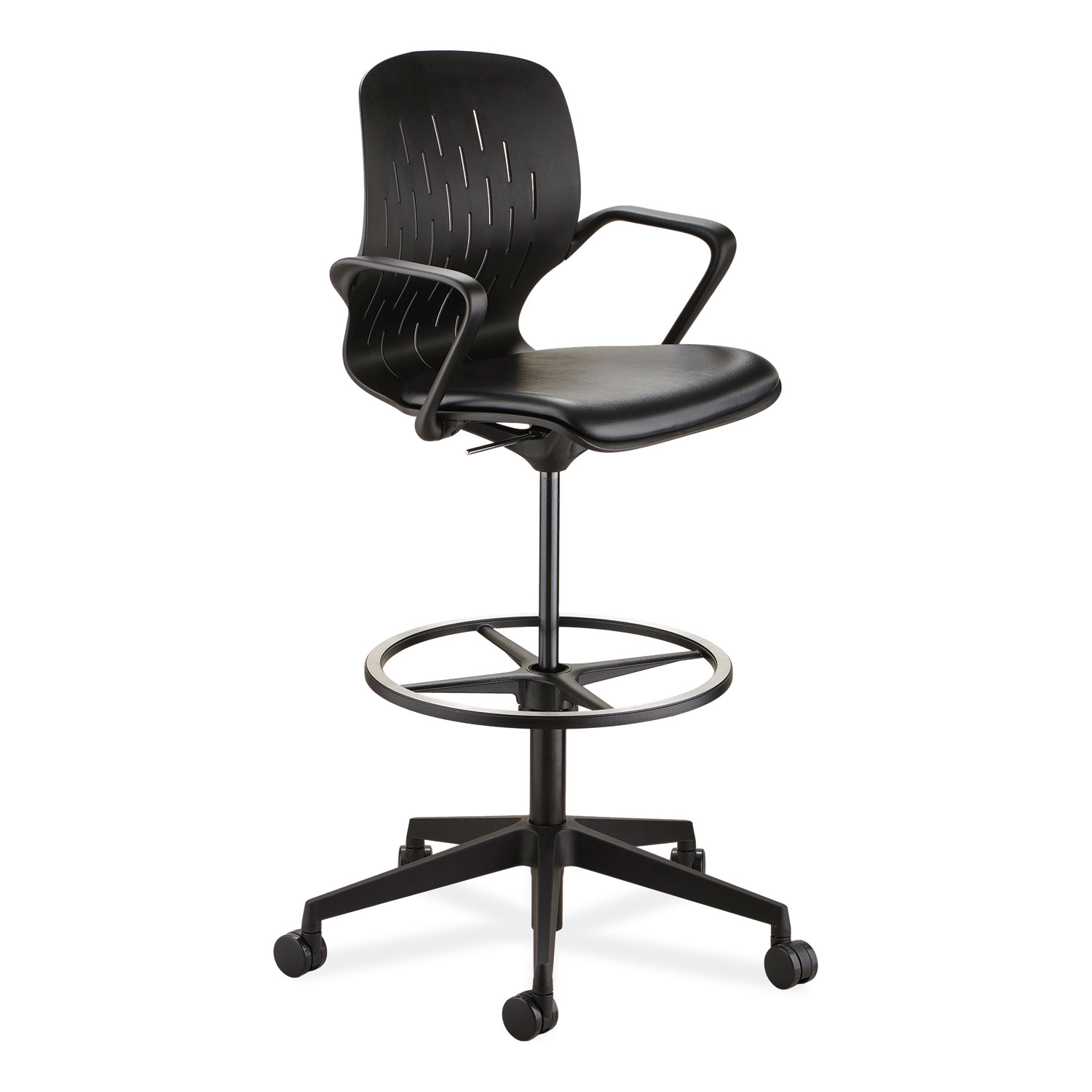 Shell Extended-Height Chair, Supports Up to 275 lb, 22″ to 32″ Seat Height, Black Seat, Black Back, Black Base