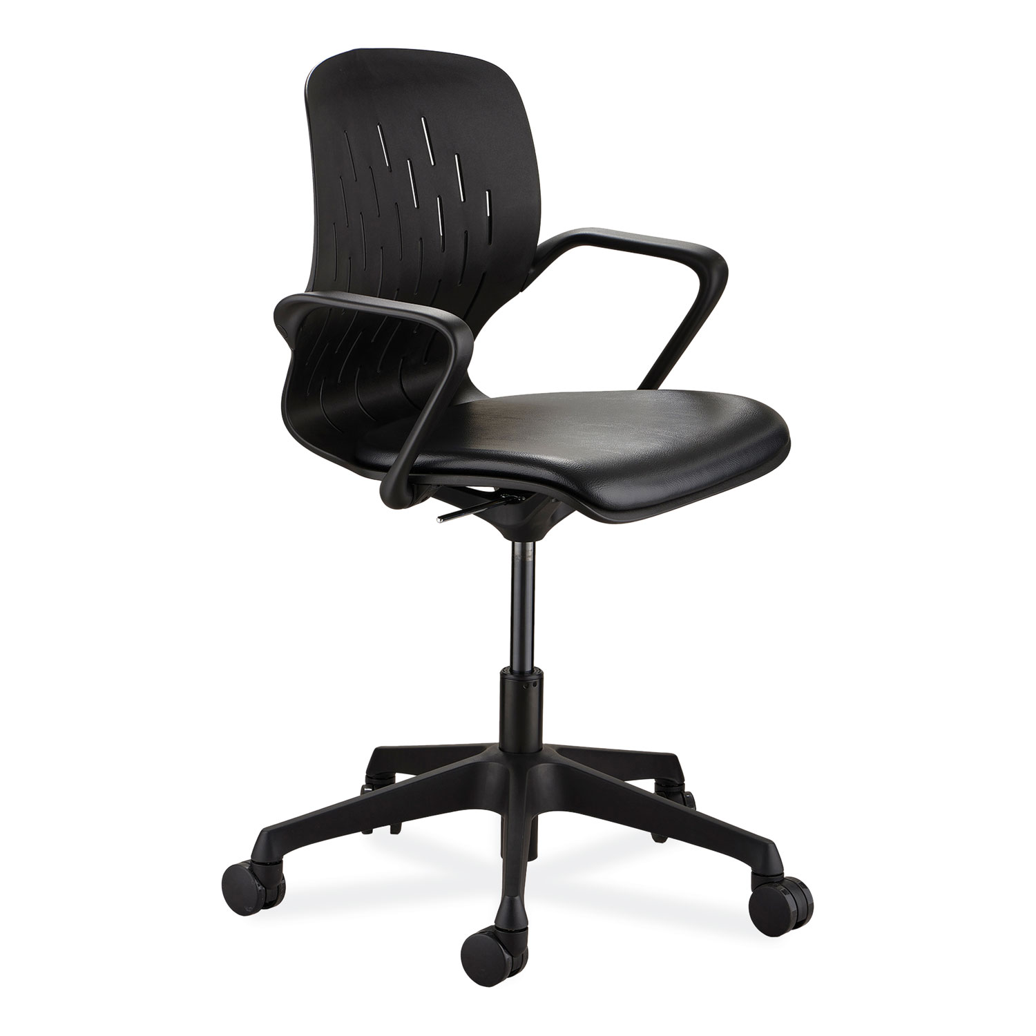 Shell Desk Chair, Supports Up to 275 lb, 17″ to 20″ Seat Height, Black Seat, Black Back, Black Base