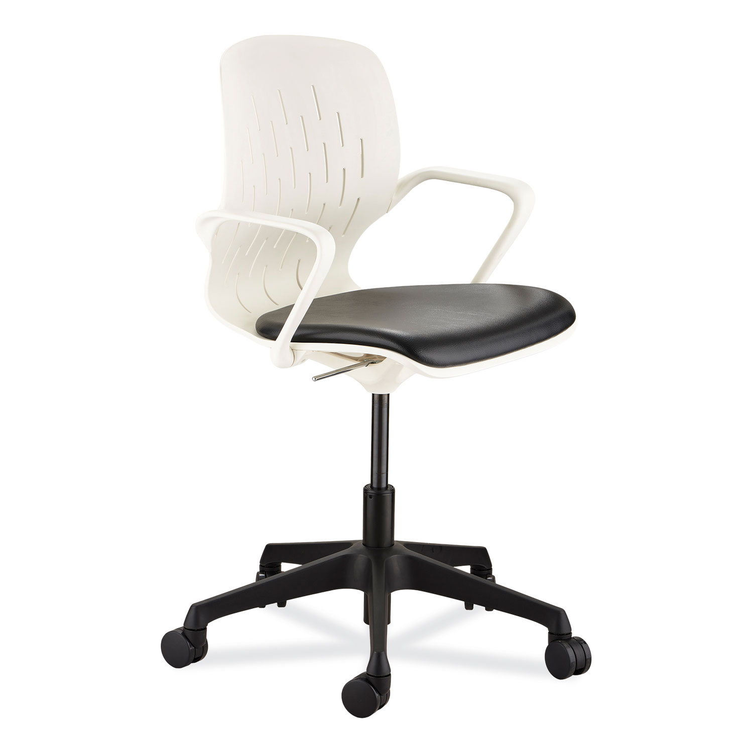 Shell Desk Chair, Supports Up to 275 lb, 17″ to 20″ Seat Height, Black Seat, White Back, Black/White Base