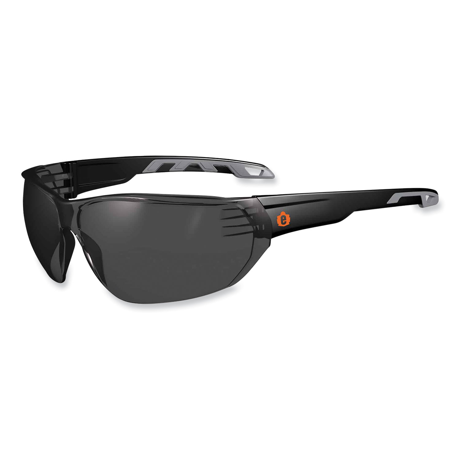 Skullerz Vali Frameless Safety Glasses, Black Nylon Impact Frame, Anti-Fog Smoke, Polycarbonate Lens