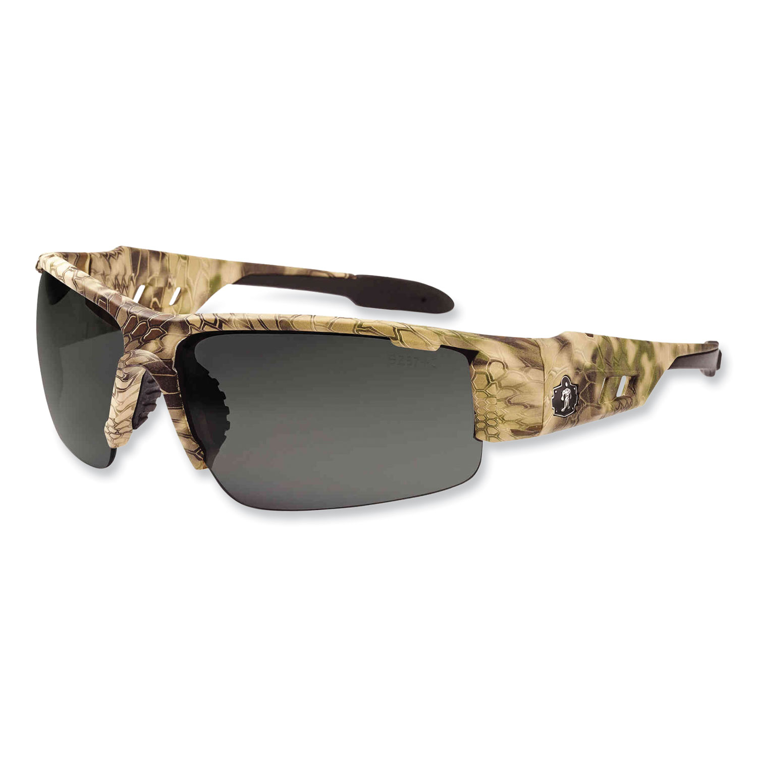 Skullerz Dagr Safety Glasses, Kryptek Highlander Nylon Impact Frame, Anti-Fog Smoke Polycarbonate Lens