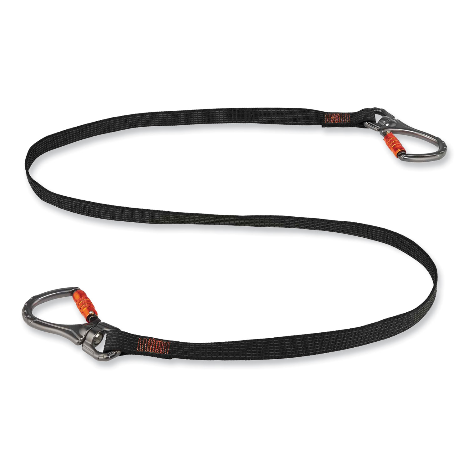 Squids 3139 Tool Lanyard with 2 Locking Swivel Carabiners, 40 lb Max Working Capacity, 76″ Long, Black/Orange