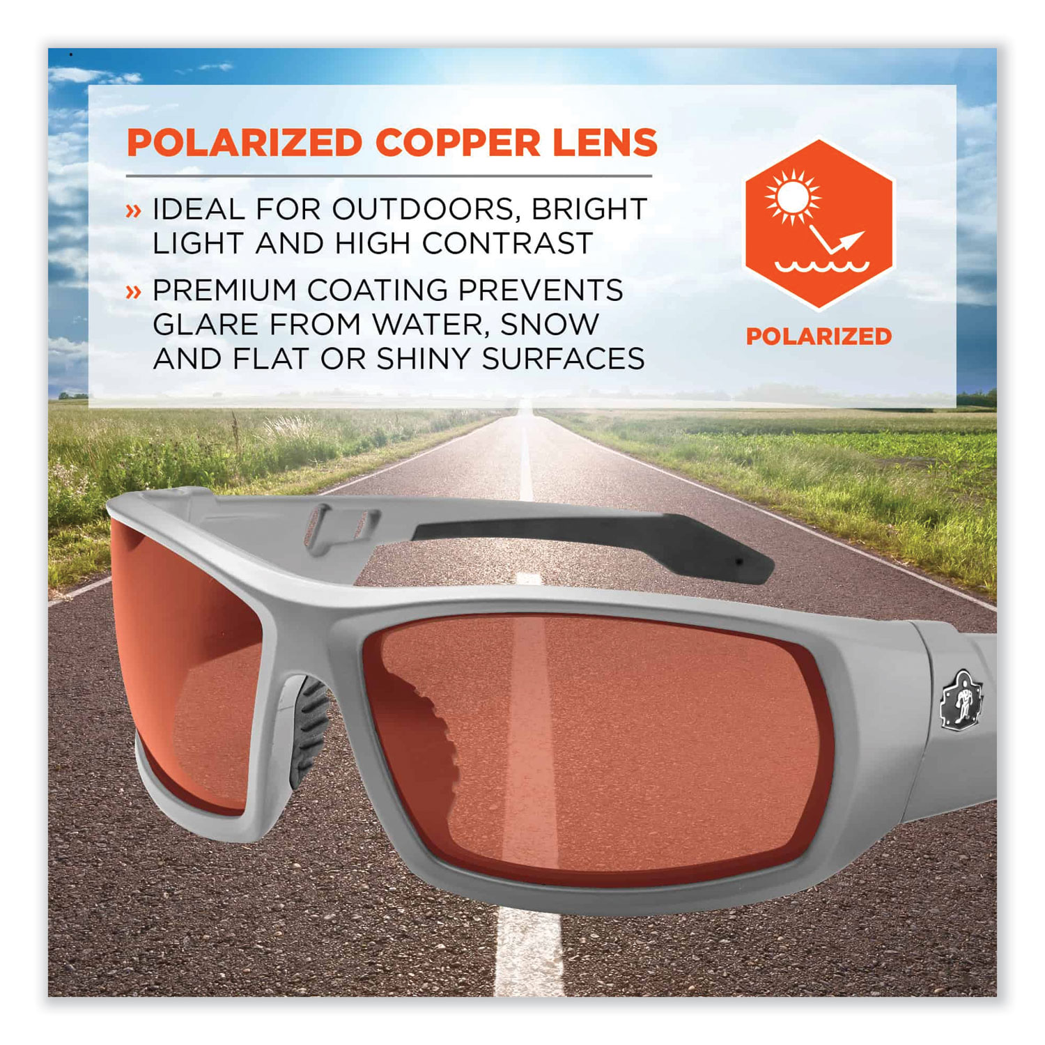 Skullerz Odin Safety Glasses, Matte Gray Nylon Impact Frame, Polarized  Polycarbonate Lens, Ships in 1-3