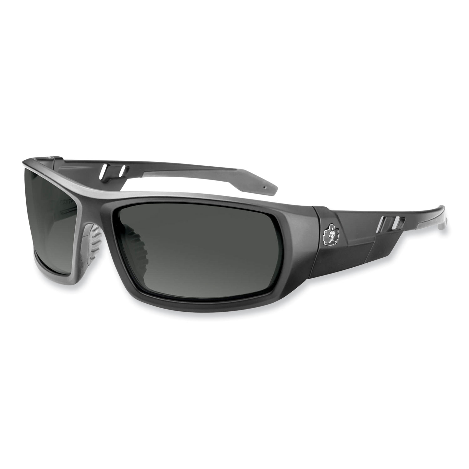 ergodyne® Skullerz Odin Safety Glasses, Matte Black Nylon Impact Frame, Anti-Fog Smoke Polycarbonate Lens