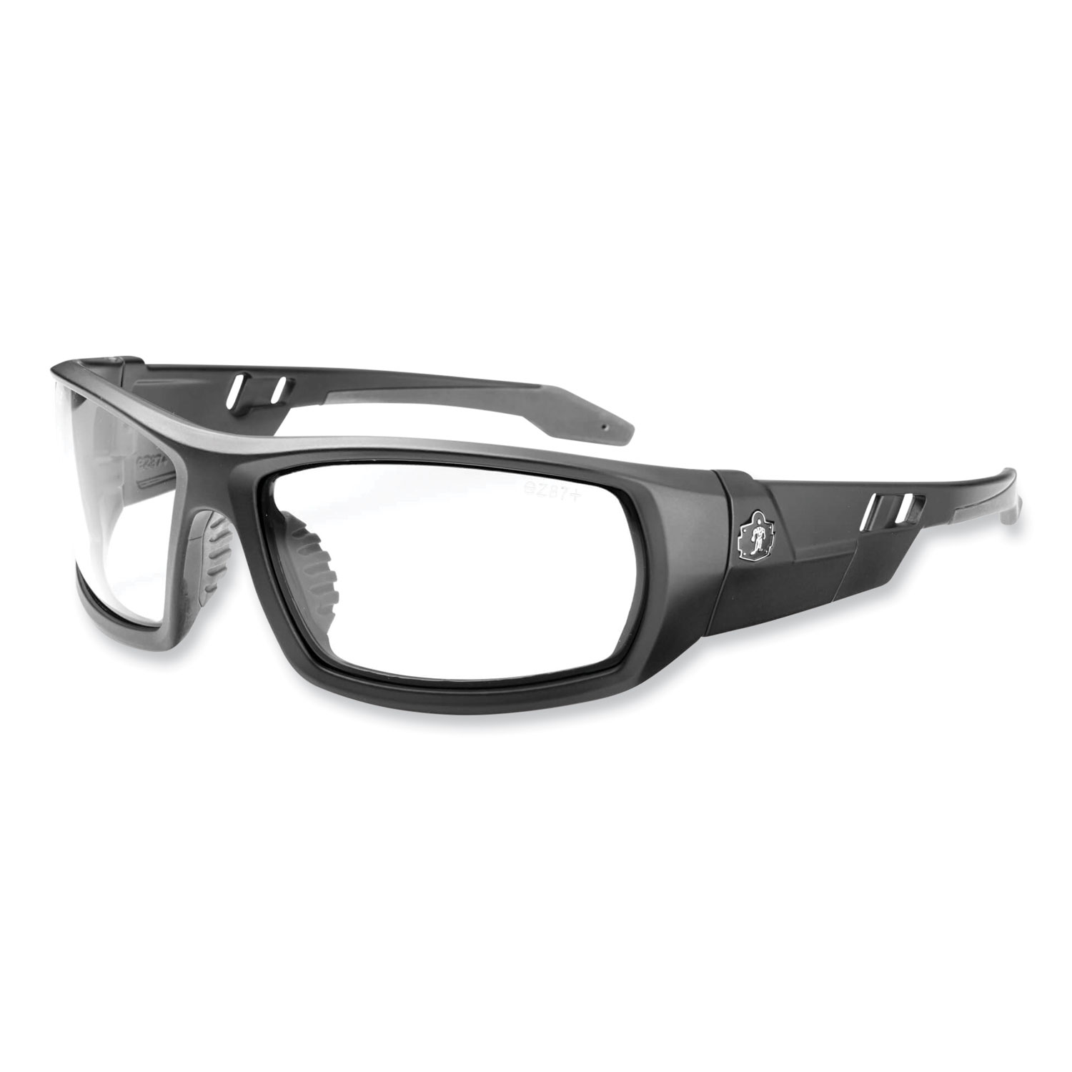 ergodyne® Skullerz Odin Safety Glasses, Matte Black Nylon Impact Frame, Anti-Fog Clear Polycarbonate Lens