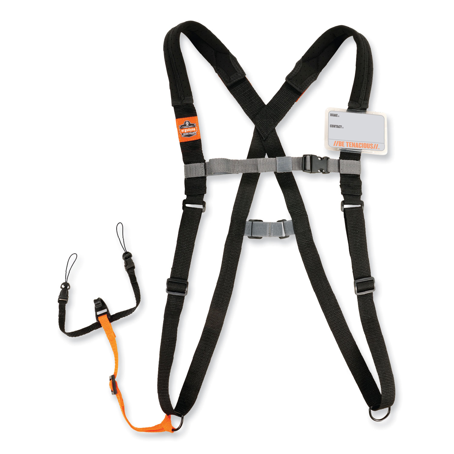 Squids 3138 Padded Barcode Scanner Lanyard Harness, 33″ Arm Strap s,18.5″ Lanyard ,Black/Orange/Gray