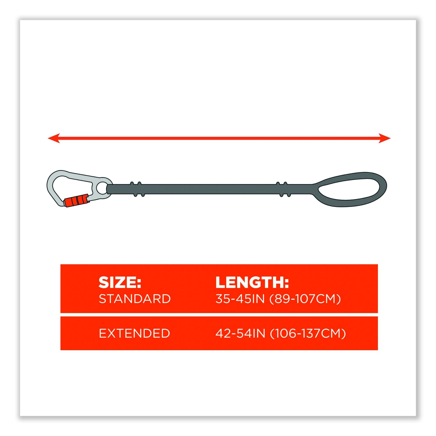 ergodyne® Squids 3100 Lanyard with Aluminum Carabiner + Cinch-Loop, 10 ...