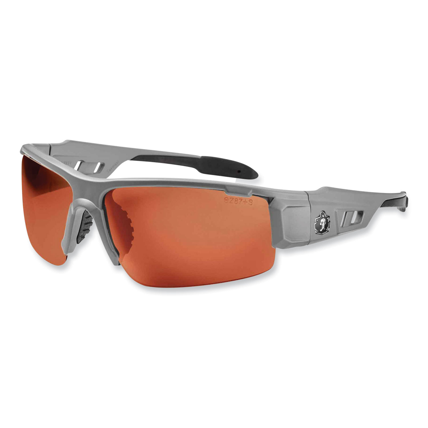 Skullerz Dagr Safety Glasses, Matte Gray Nylon Impact Frame, Polarized Copper Polycarbonate Lens