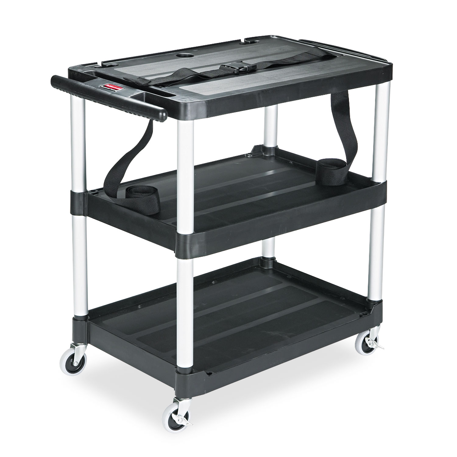 MediaMaster Three-Shelf AV Cart, 18-5/8w x 32-1/2d x 32-1/8h, Black