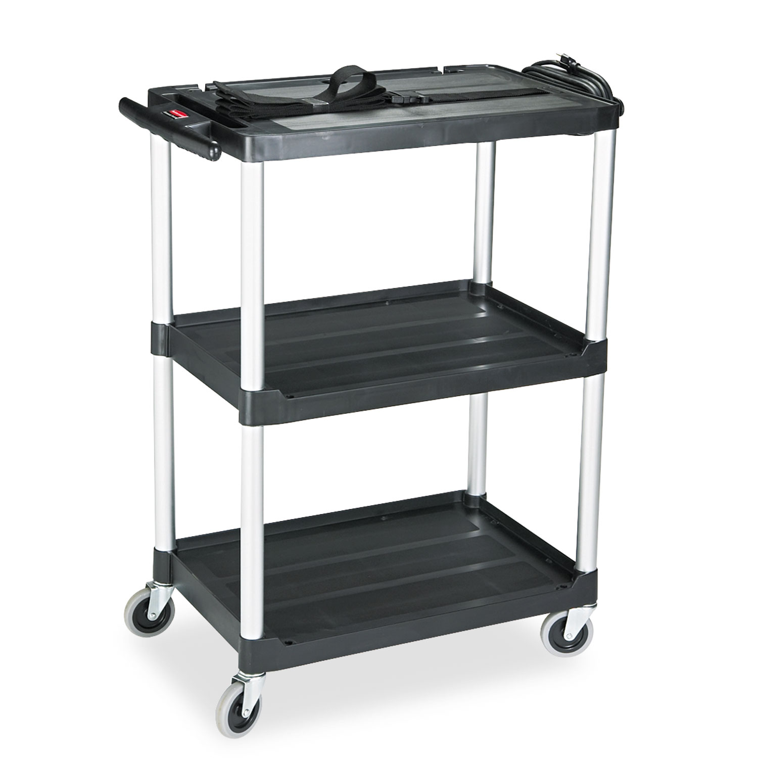 MediaMaster Three-Shelf AV Cart, 18-5/8w x 32-1/2d x 42-3/8h, Black