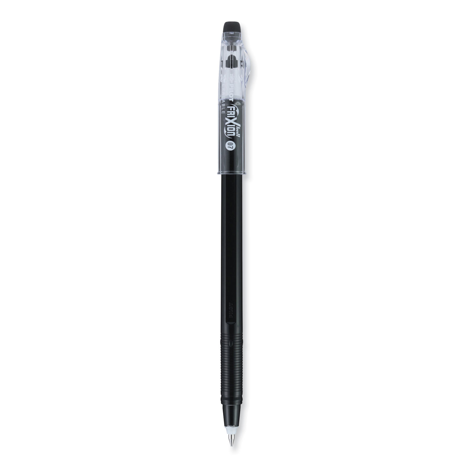 FriXion ColorSticks Erasable Gel Pen, Clipless Stick, Fine 0.7 mm, Black Ink, Black Barrel, Dozen