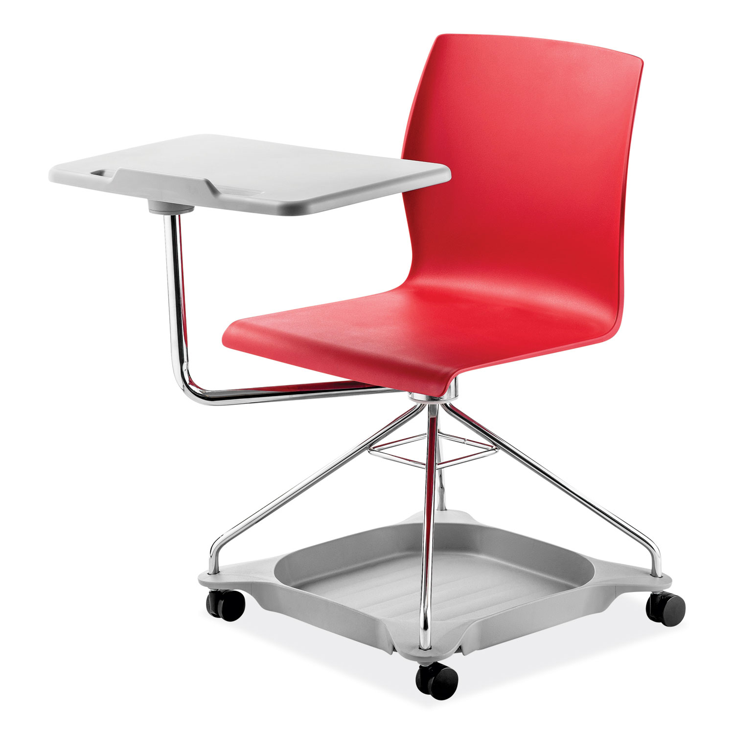 CoGo Mobile Tablet Chair, Supports Up to 440 lb, 18.75″ Seat Height, Red Seat, Red Back, Chrome Frame