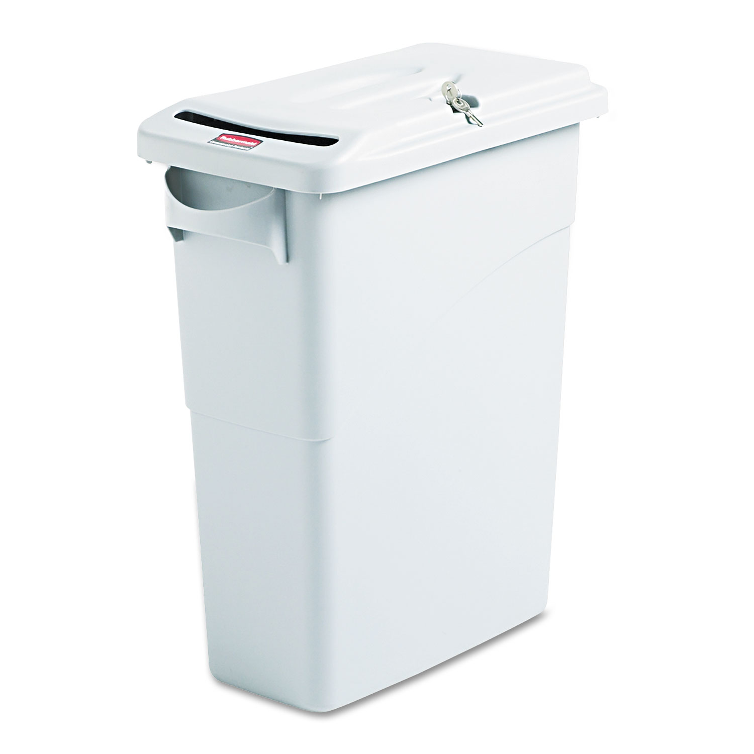  Rubbermaid Commercial FG9W2500LGRAY Slim Jim Confidential Document Receptacle with Lid, Rectangle, 15.88 gal, Light Gray (RCP9W25LGYCT) 