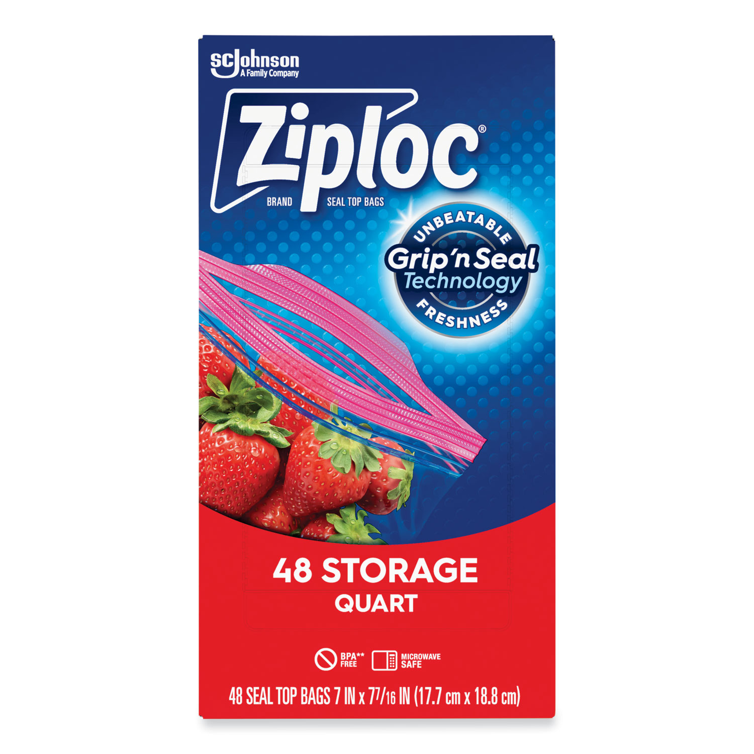 Double Zipper Storage Bags, Triple System Seal, Quart, x