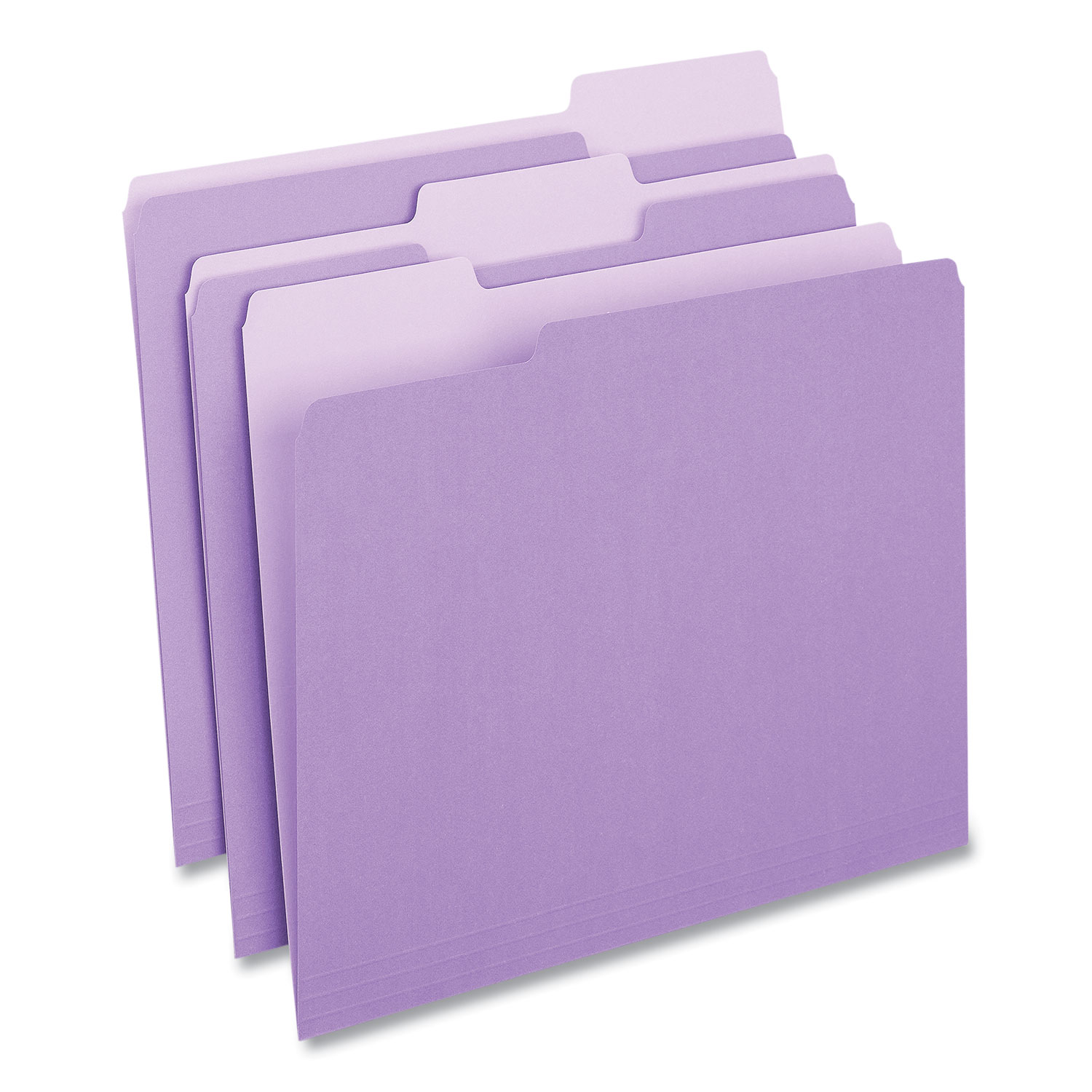 Deluxe Colored Tab File Folders, 1/3-Cut Tabs: Letter Size, Violet/Light Violet, 100/Box - Reliable Paper
