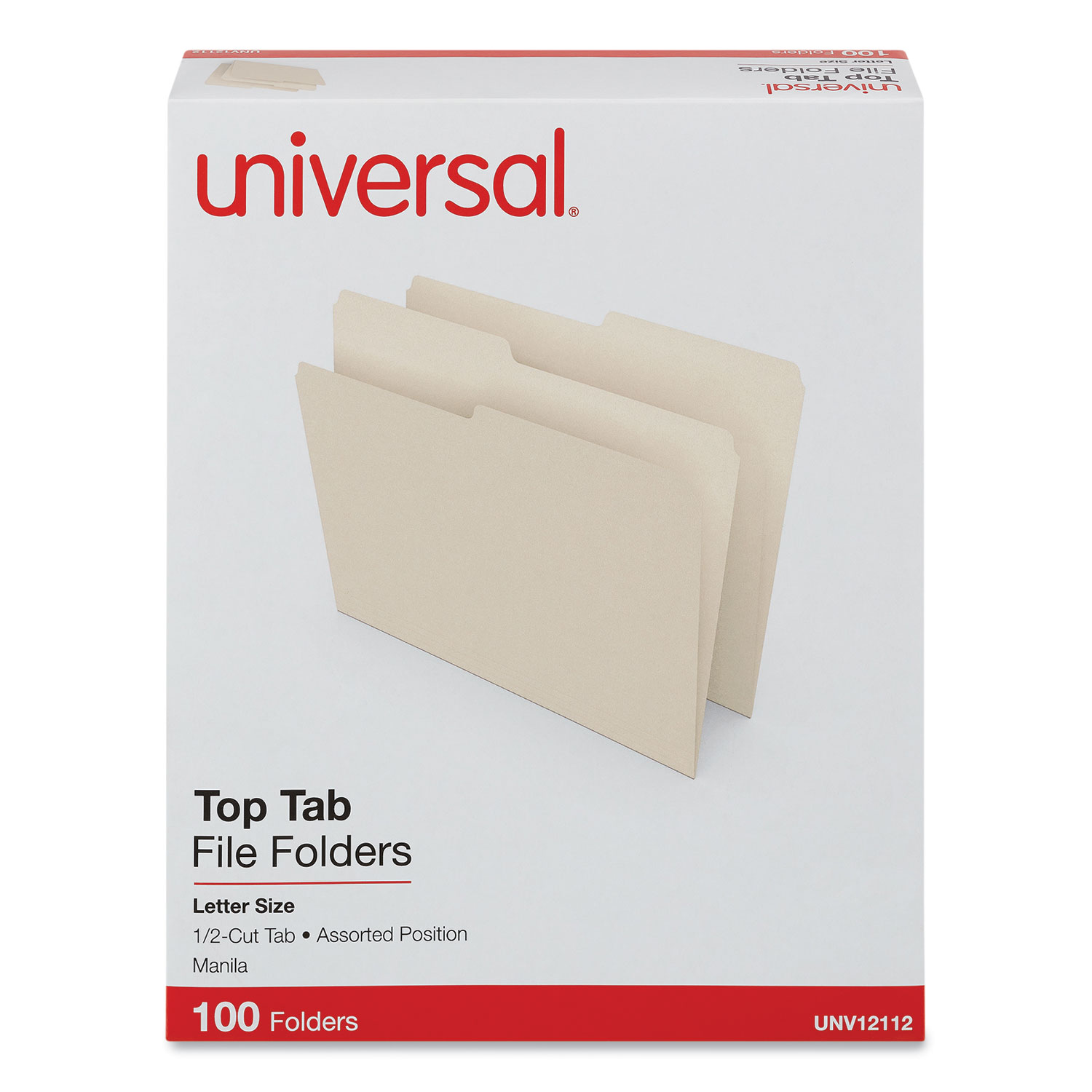 Top Tab File Folders, 1/3-Cut Tabs: Assorted, Letter Size, 0.75