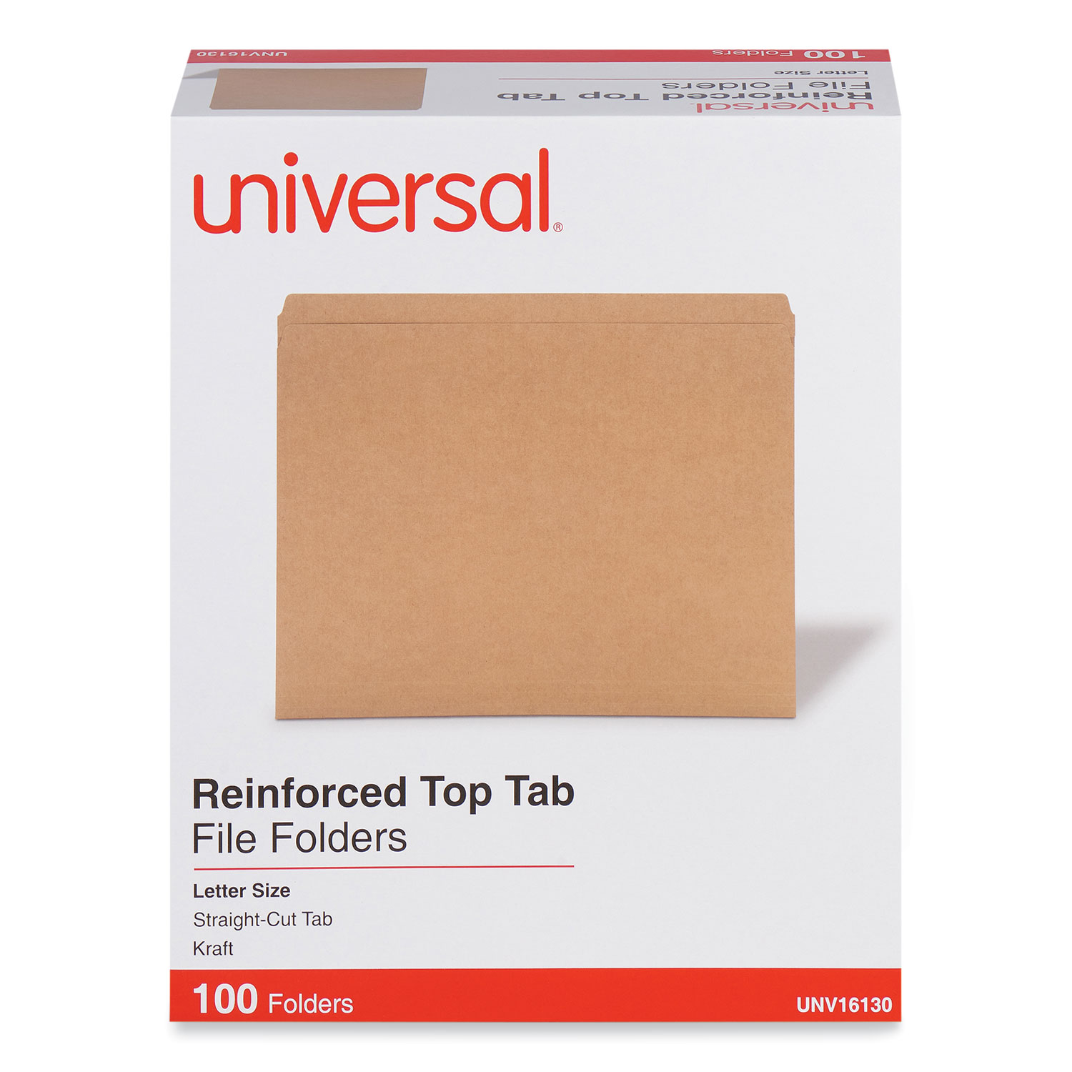 Reinforced Kraft Top Tab File Folders, Straight Tabs, Letter Size