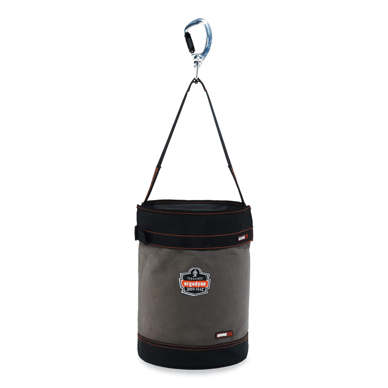 Arsenal 5940T Swiveling Carabiner Canvas Hoist Bucket and Top, 150 lb, Gray