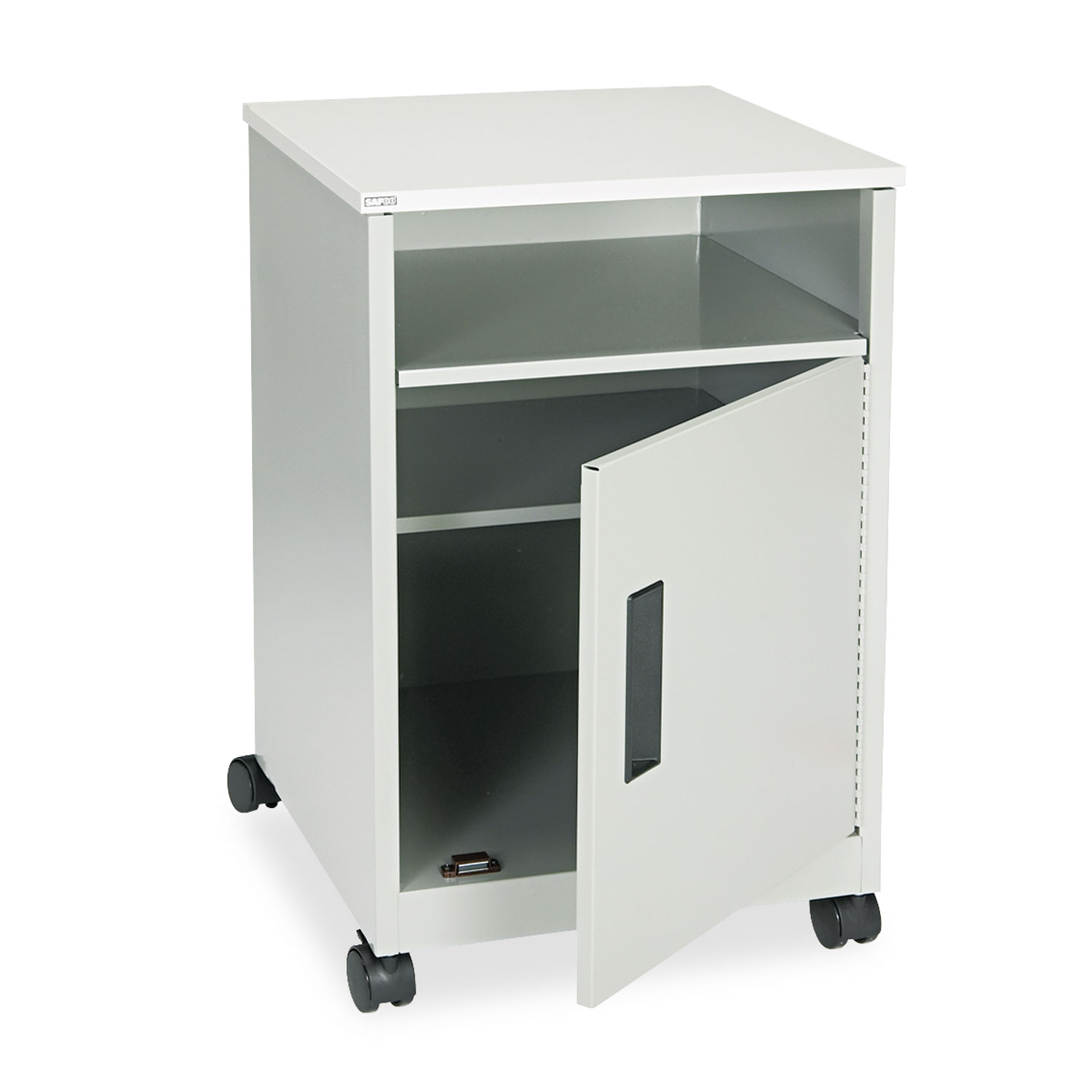 Steel Machine Stand w/Compartment, One-Shelf, 15-1/4w x 17-1/4d x 27-1/4h, Gray